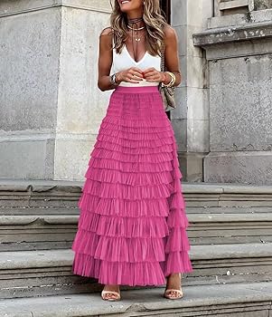 ハーリップトゥ　Round Tiered Long Skirt M Amazon.com: Women Tulle Long Skirt High Waist Layered Mesh